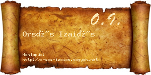 Orsós Izaiás névjegykártya